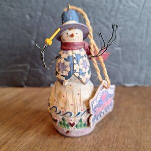 Jim Shore 2003 Winter's Spirit Snowman Heartwood Creek B113110 Ornament 4"Tall